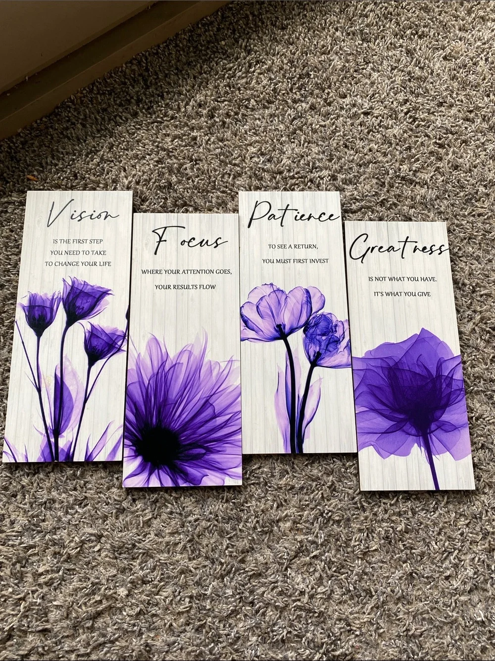 Amazon Purple Floral Inspirational Wall Art Set - 4 Panels